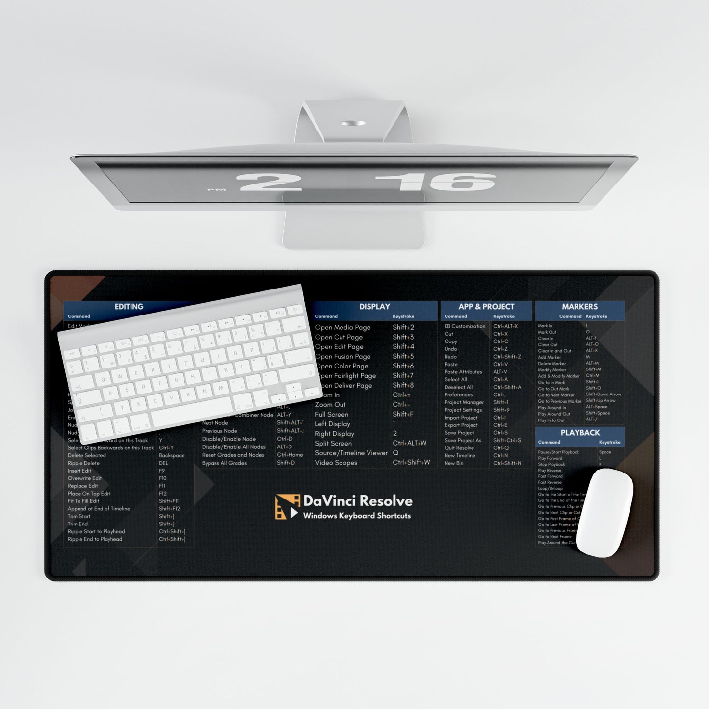 QuickEdit Desk Mat | DaVinci Resolve Keyboard shortcuts for Windows