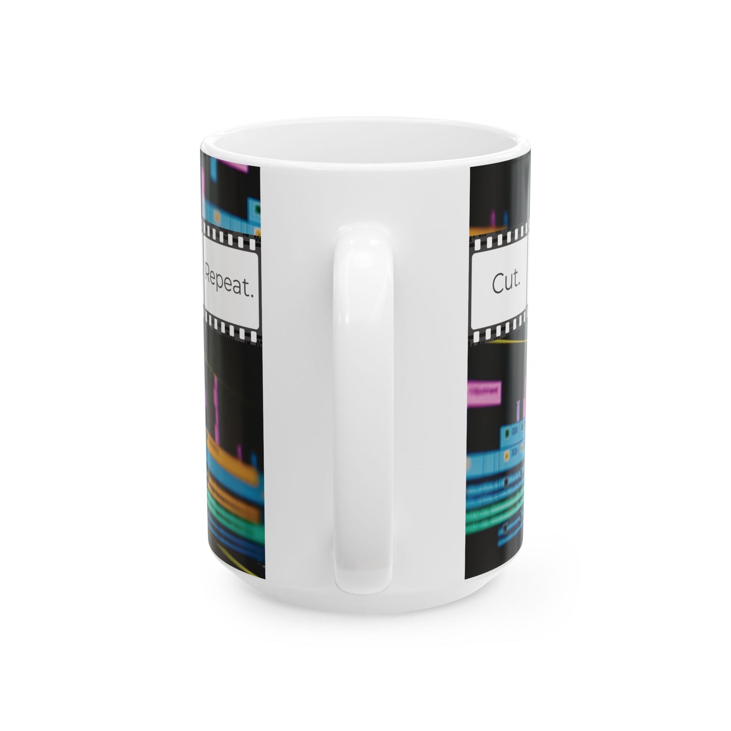 Ceramic Mug for Video Editors (11oz, 15oz) - Cut. Edit. Repeat.