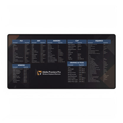 QuickEdit Desk Mat | Adobe Premiere Pro Keyboard shortcuts for Windows
