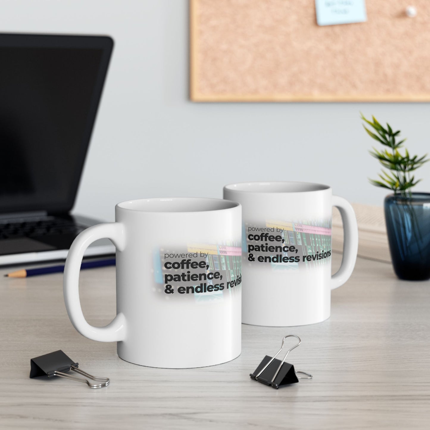 Ceramic Mug for Video Editors (11oz, 15oz) - Powered by Coffee, Patience & Endless revisions