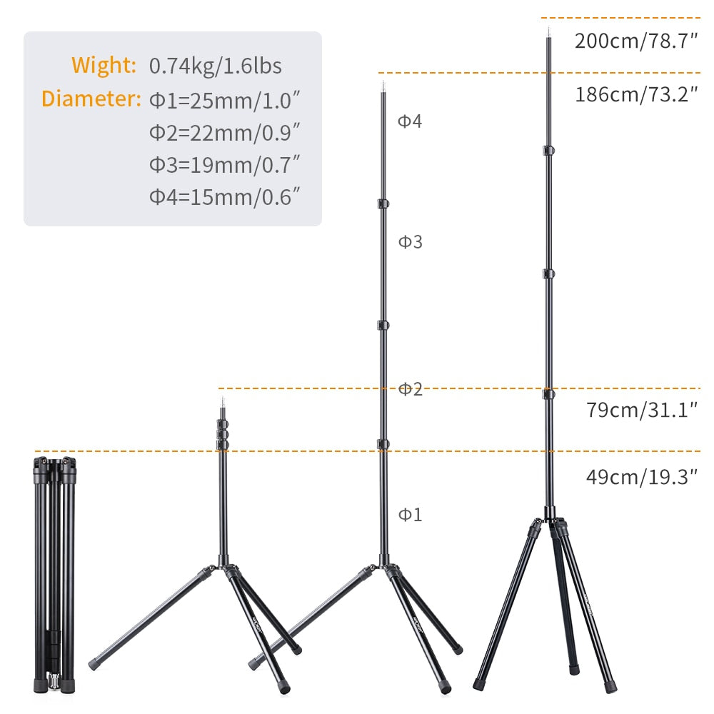 K&F Concept 79 inch Aluminum Tripod Light Stands (2 Pack)