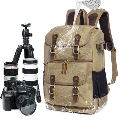 High Capacity Waterproof Batik Canvas Fabric Camera Backpack